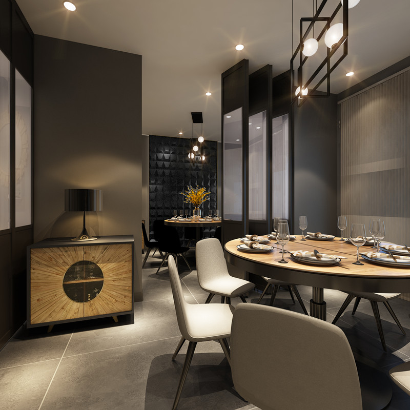 靜安區烏魯木齊北路輕奢風格餐廳裝修效果-第5張圖片-上海古都建筑設計集團