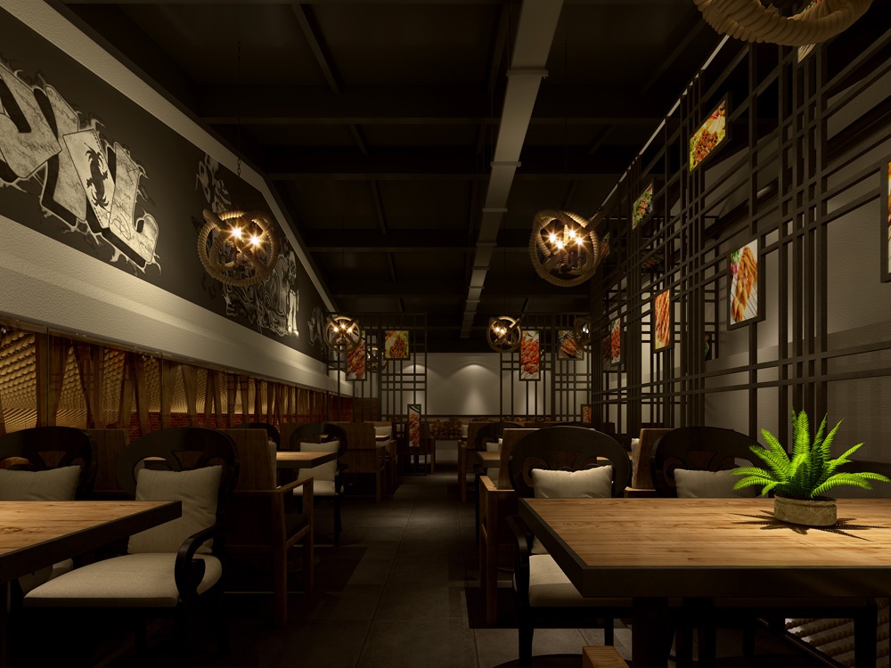 閔行300平新中式風(fēng)格烤肉店設(shè)計(jì)裝潢-第3張圖片-上海古都建筑設(shè)計(jì)集團(tuán)