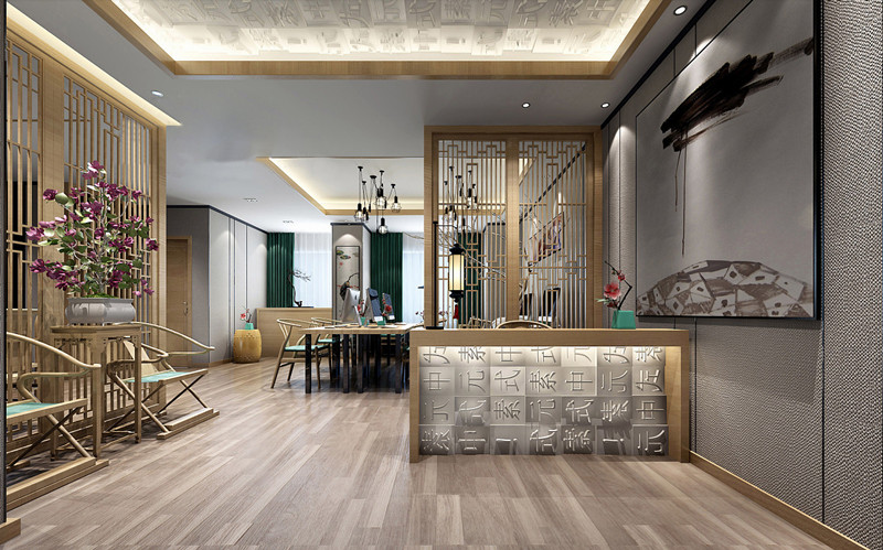 180平時尚新中式辦公室裝修設計效果-第2張圖片-上海古都建筑設計集團
