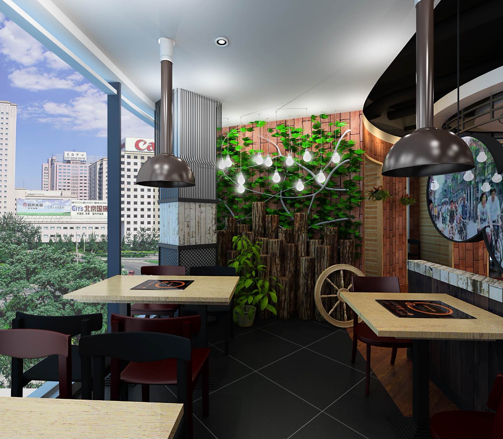 原木風格烤肉店裝修設計-第3張圖片-上海古都建筑設計集團