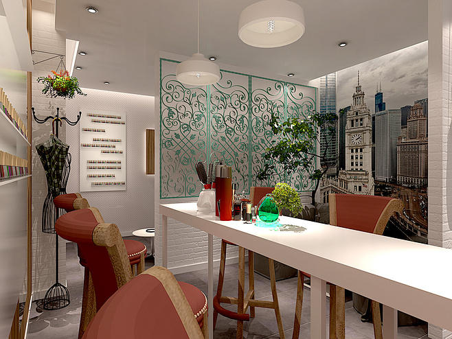 清新簡約美甲店裝修設計-第3張圖片-上海古都建筑設計集團