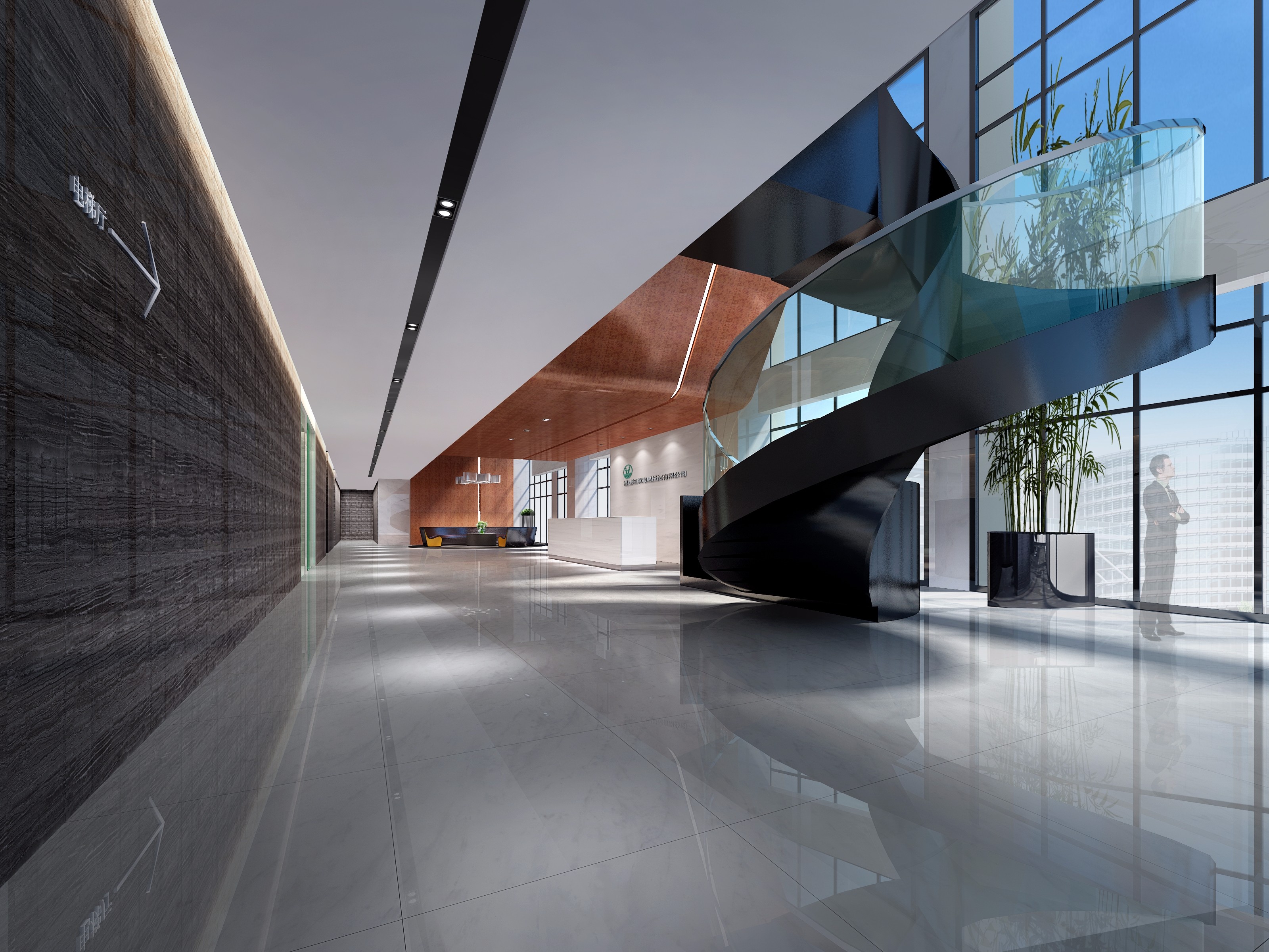 嘉定區辦公樓大廳裝修設計-第2張圖片-上海古都建筑設計集團