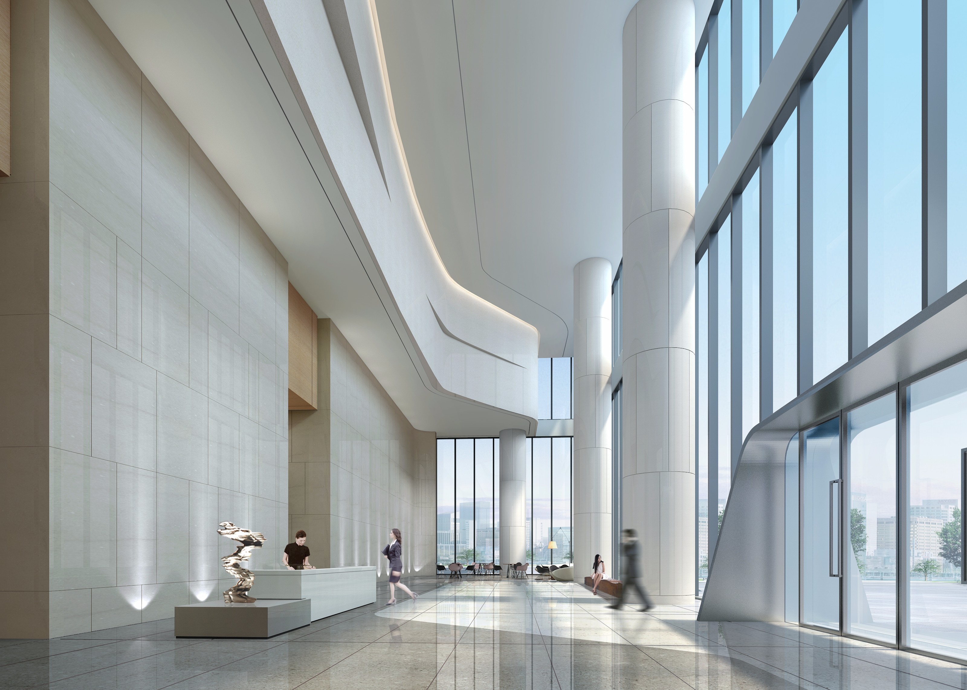 嘉定區辦公樓大廳裝修設計-第4張圖片-上海古都建筑設計集團