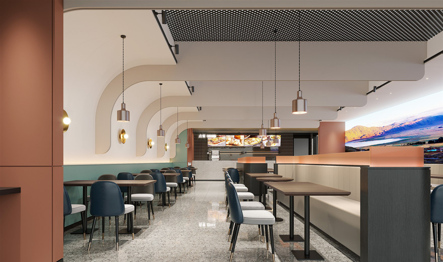 430平米餐飲店鋪裝修設(shè)計實景圖-第3張圖片-上海古都建筑設(shè)計集團(tuán)