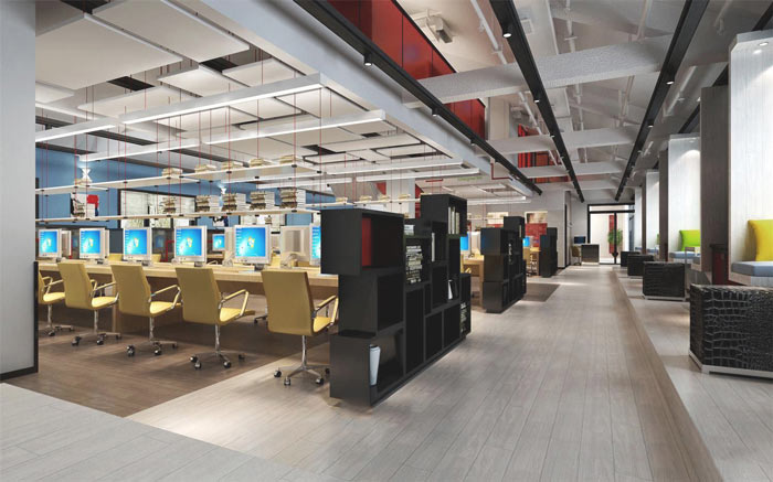 松江文化傳媒企業辦公室設計方案-辦公室裝修設計效果圖-第1張圖片-上海古都建筑設計集團